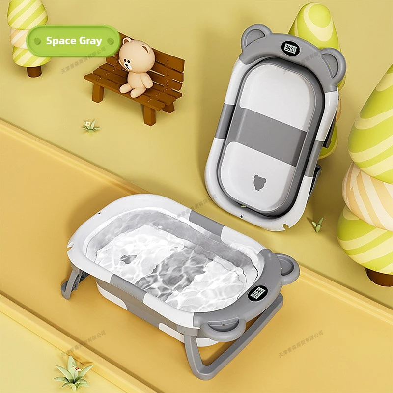 Baby Products For Newborn - Faltbare Baby-Badewanne mit Intelligenter Temperaturanzeige Neugeborenen-Wanne